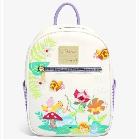 Her‎ Universe Disney Alice in Wonderland Floral Gingham Mini Backpack - Picture 1 of 4